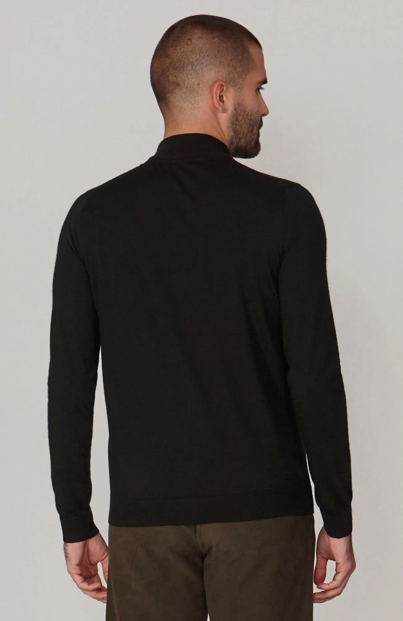 Mens Superfine Merino Silk Mock Turtle Neck Jumper