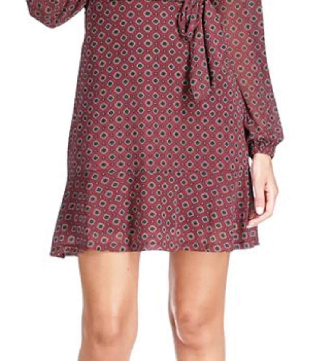 Michael Kors Women's Foulard Print Faux Wrap Mini Dress Red