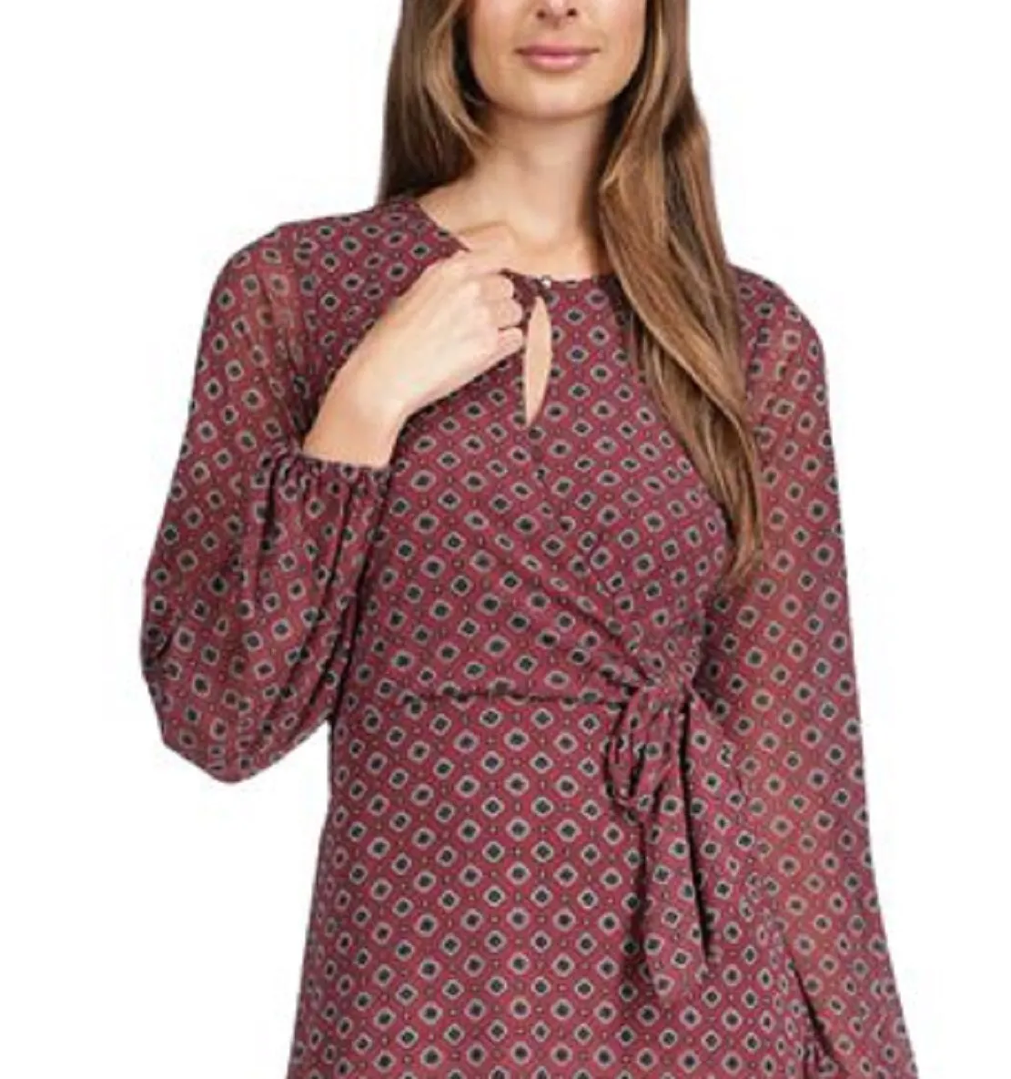 Michael Kors Women's Foulard Print Faux Wrap Mini Dress Red