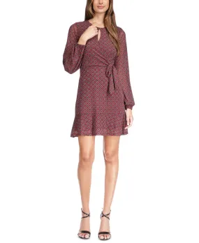 Michael Kors Women's Foulard Print Faux Wrap Mini Dress Red