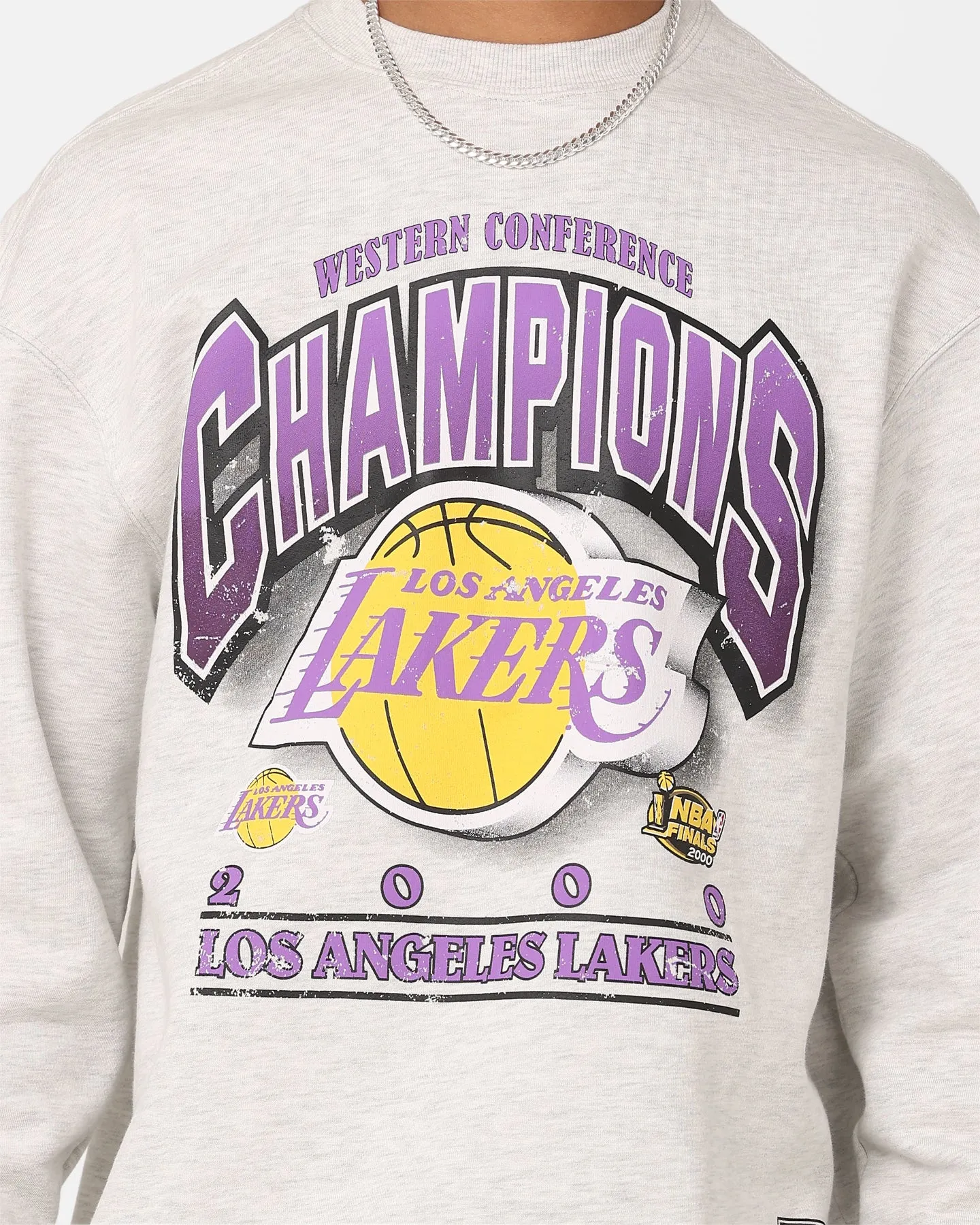 Mitchell & Ness Los Angeles Lakers Bevelled Crewneck Silver Marle