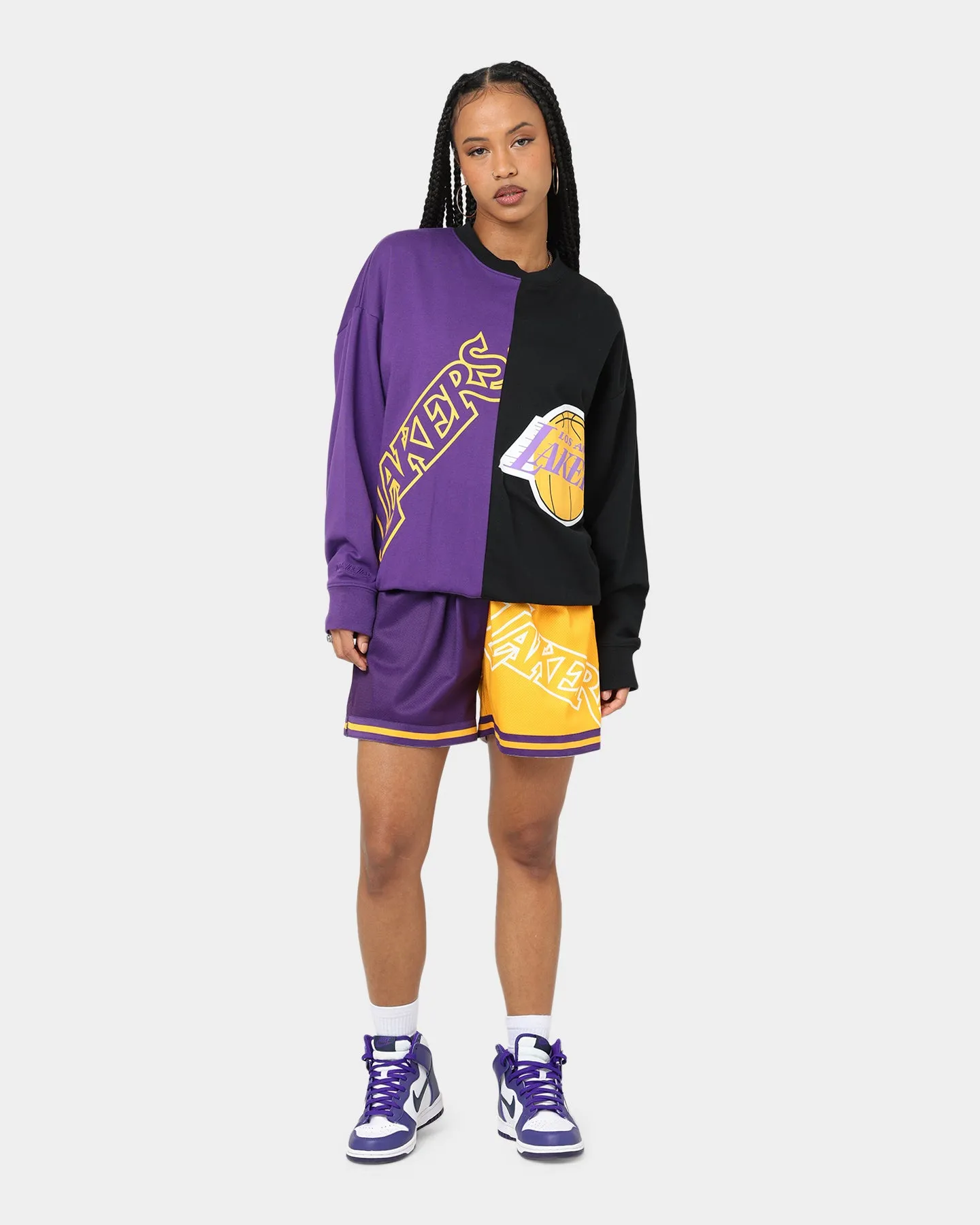 Mitchell & Ness Women's Los Angeles Lakers Big Face 5.0 Crewneck Purple