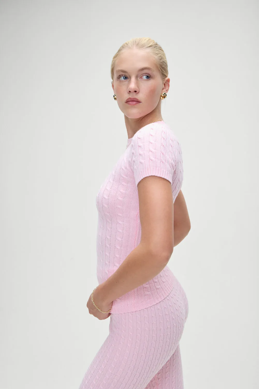 Mulholland Cable Knit Sweater - Cozy Pink