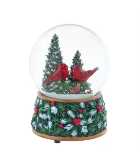 Musical Wind-Up Christmas Tree With Cardinals Motion & Musical Water Globe