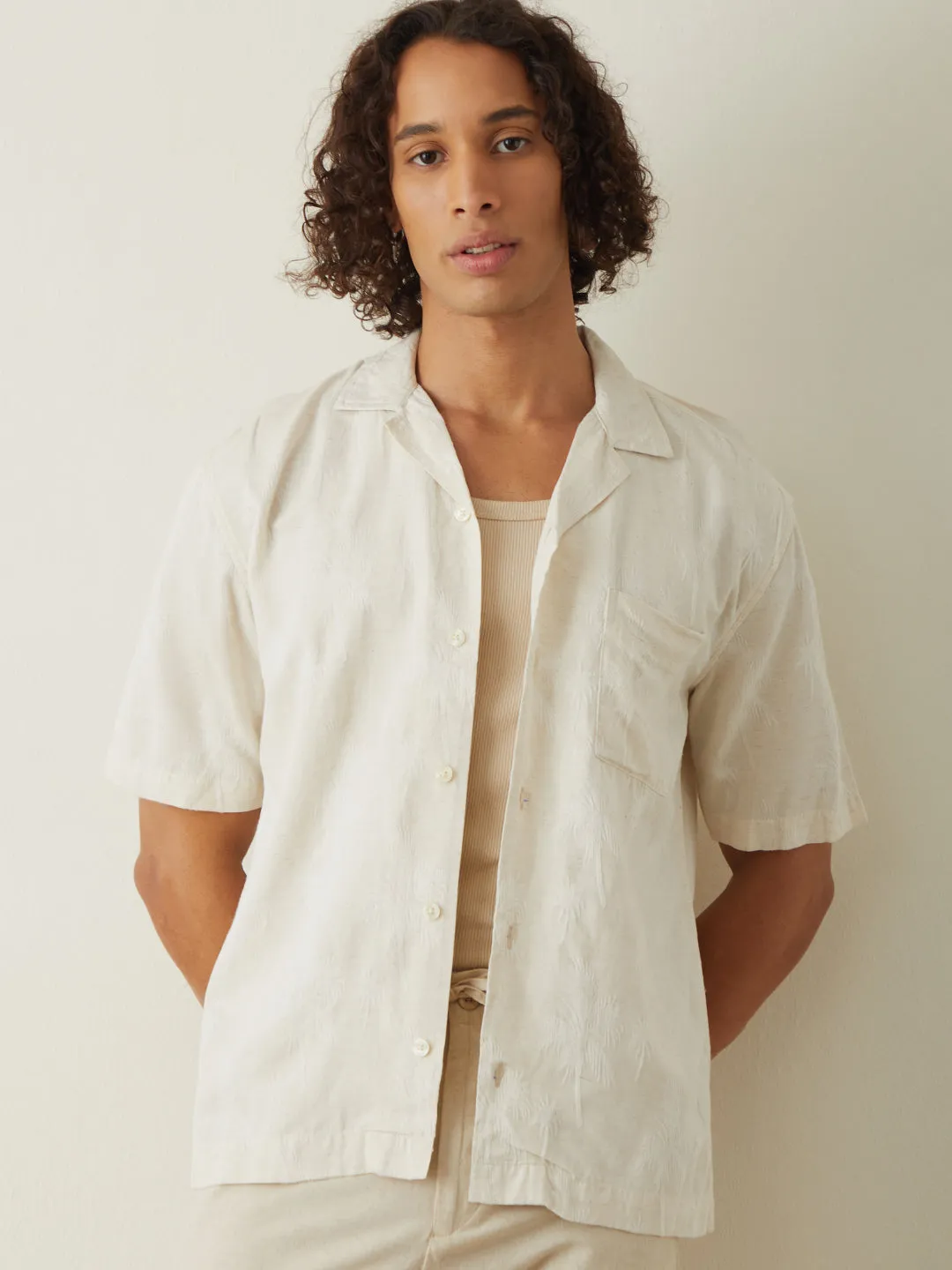 Natural Embroidered Resort Shirt