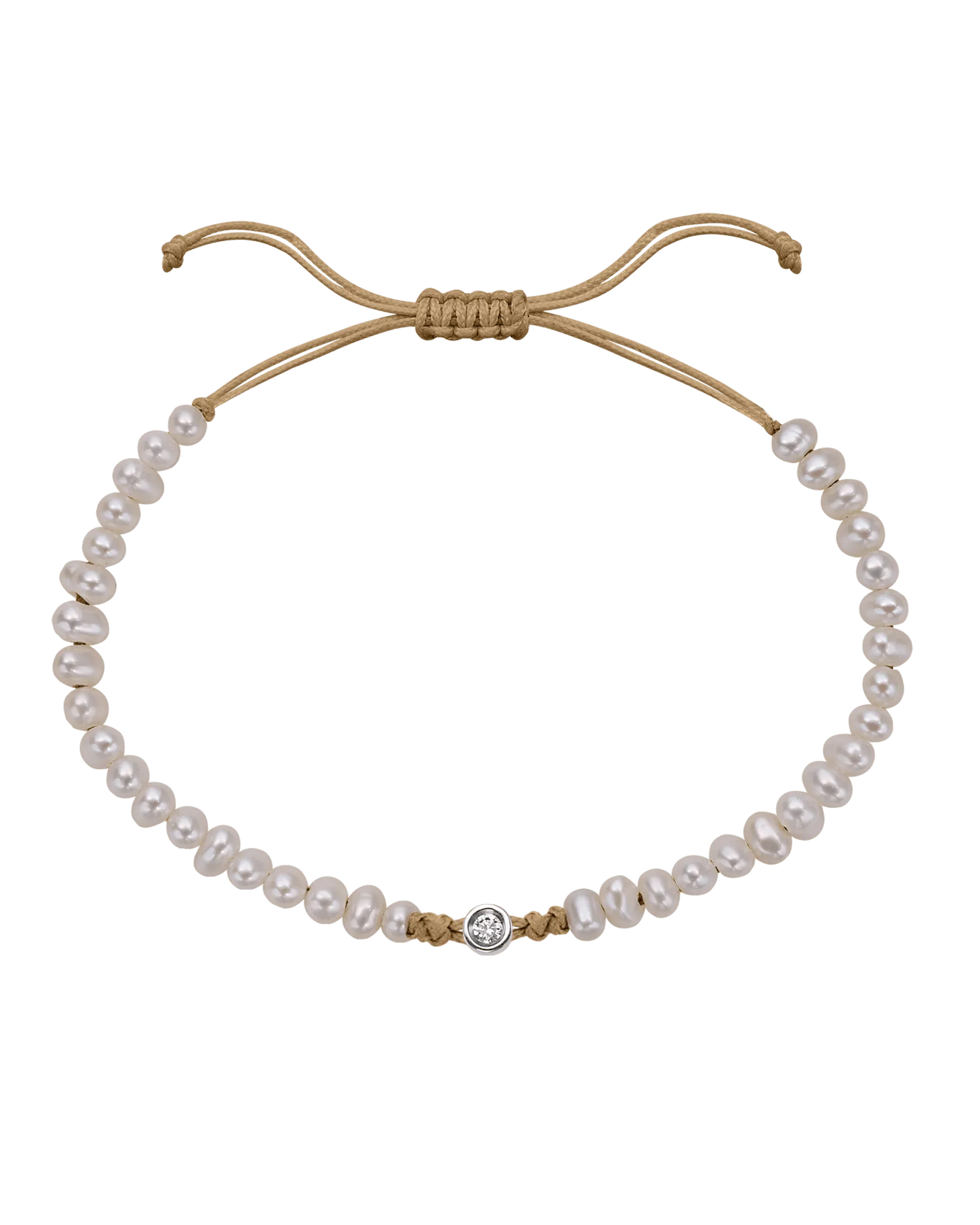 Natural Pearl String of Love Bracelet - 14K White Gold