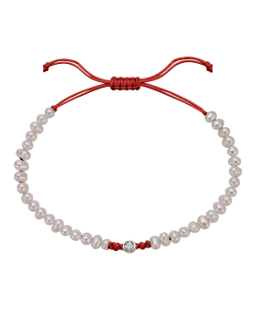 Natural Pearl String of Love Bracelet - 14K White Gold