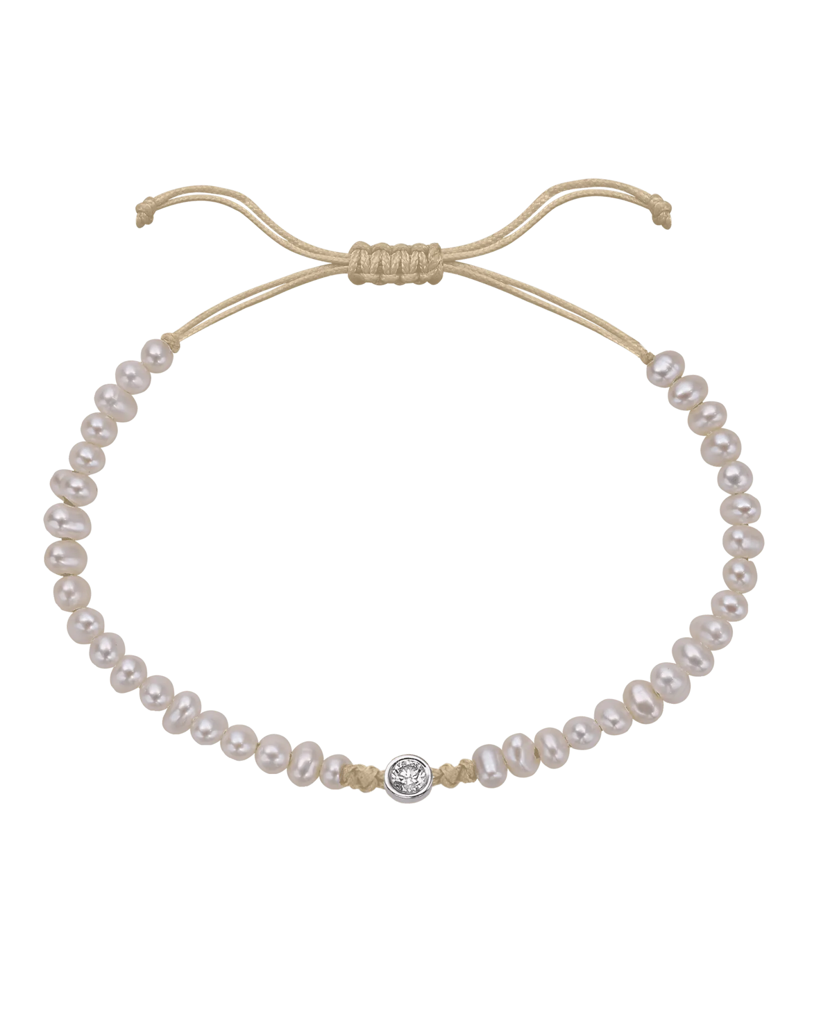 Natural Pearl String of Love Bracelet - 14K White Gold