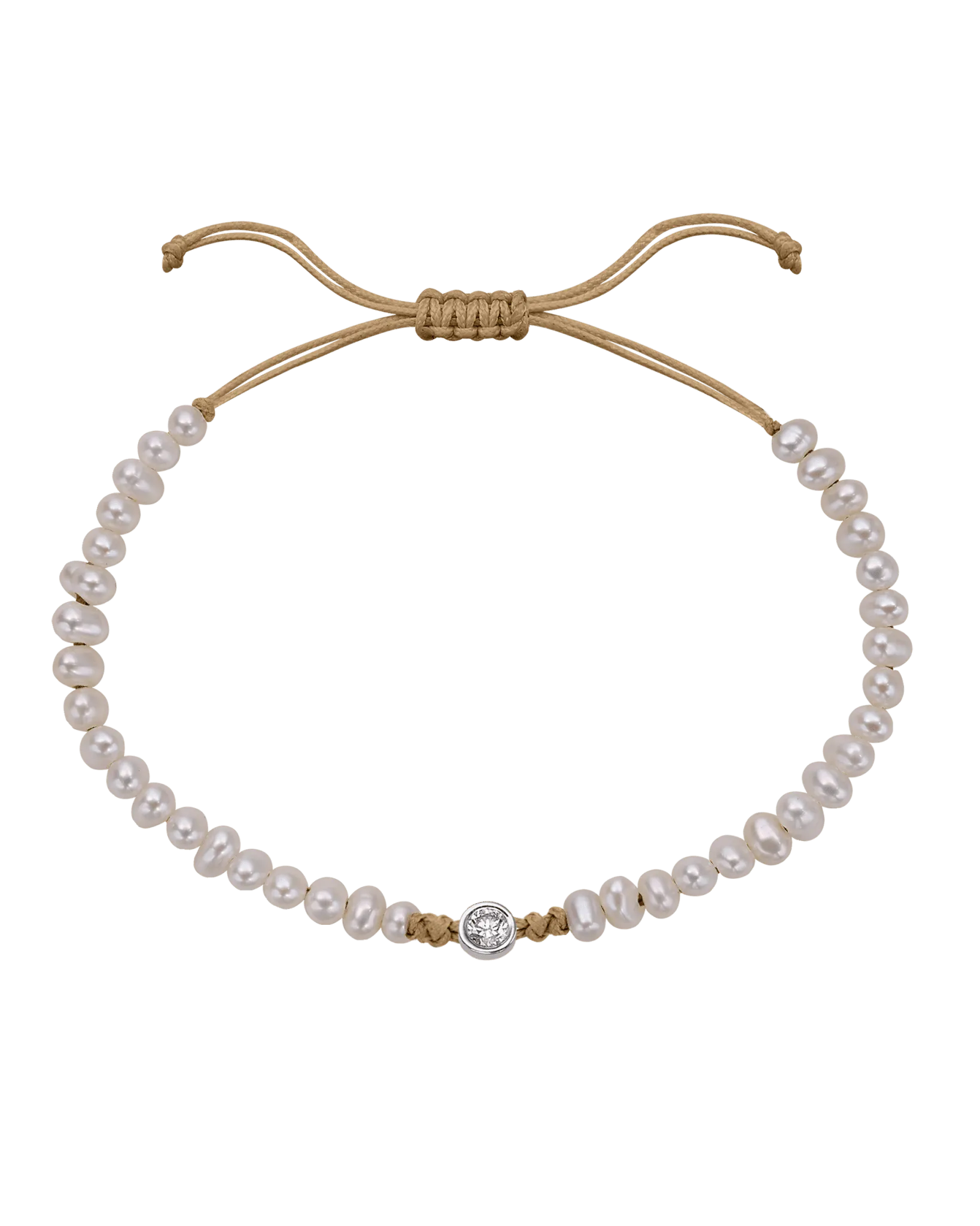 Natural Pearl String of Love Bracelet - 14K White Gold