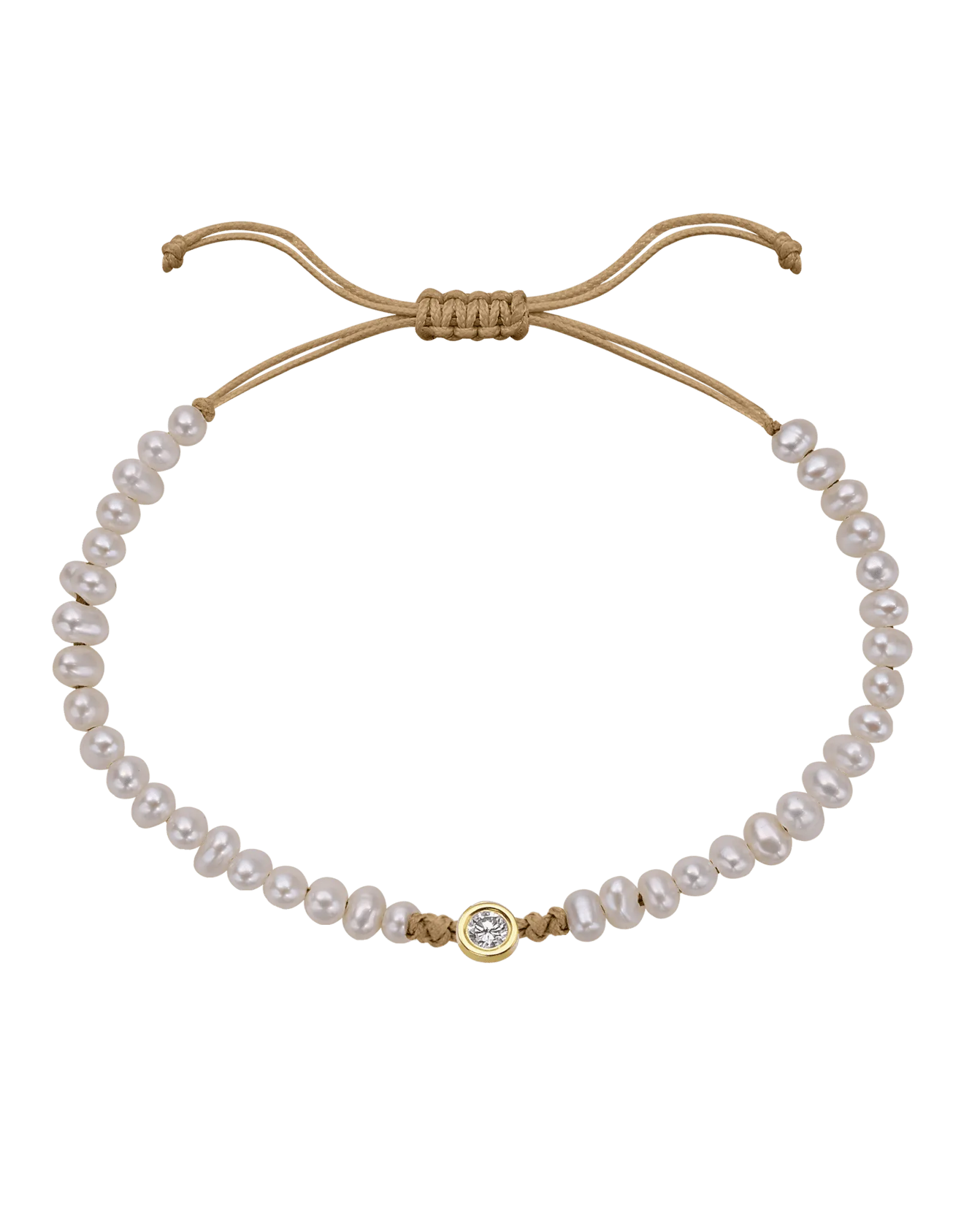 Natural Pearl String of Love Bracelet - 14K Yellow Gold