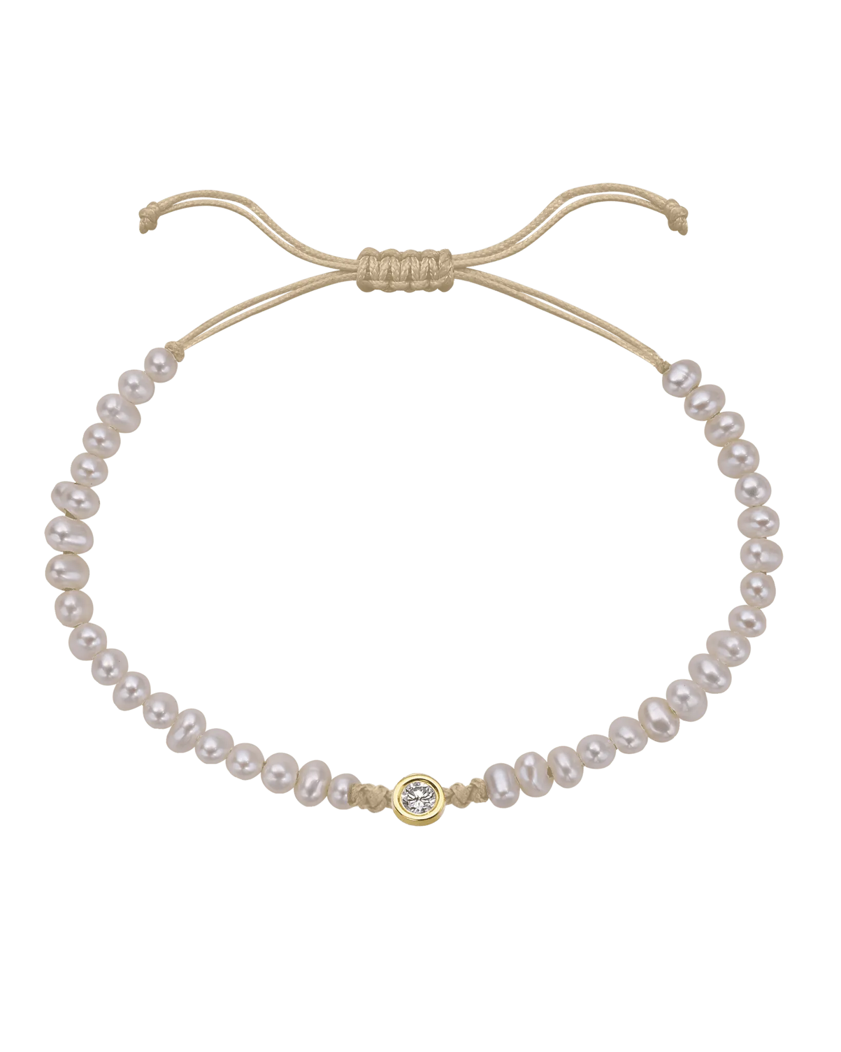 Natural Pearl String of Love Bracelet - 14K Yellow Gold