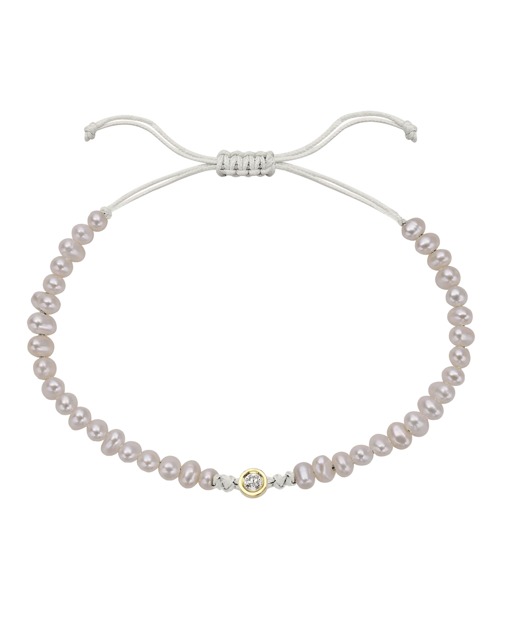 Natural Pearl String of Love Bracelet - 14K Yellow Gold