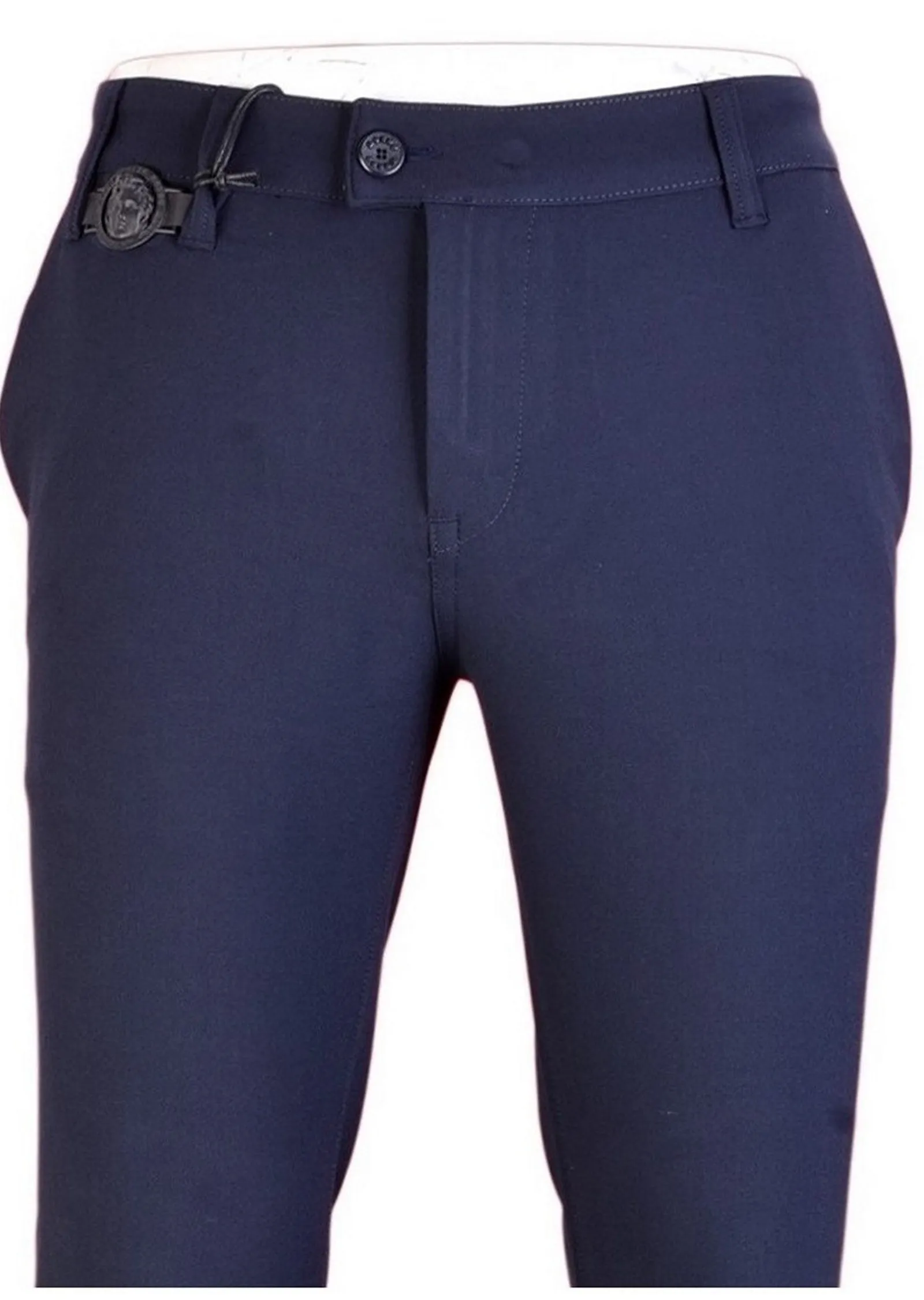 Navy "Alexander" Buckle Stretch Pants