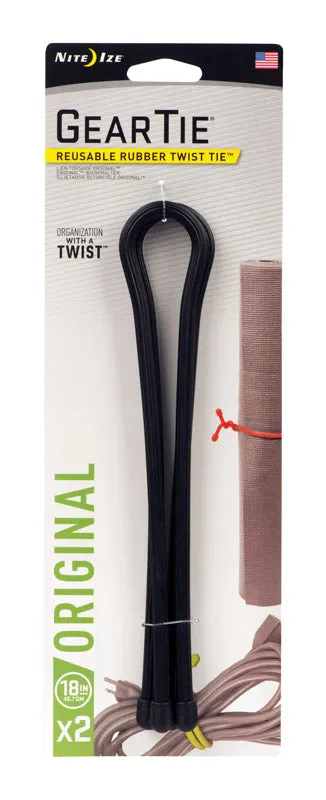 Nite Ize Gear Tie 18 in. L Black Twist Ties 2 pk