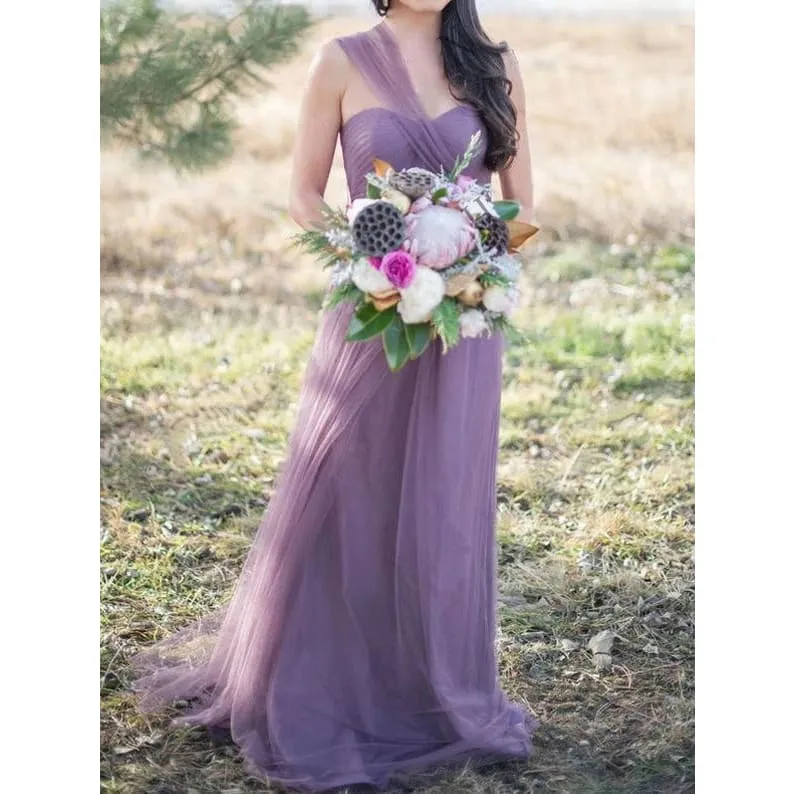 Off Shoulder Belted Chiffon Maxi Bridemaid Dress