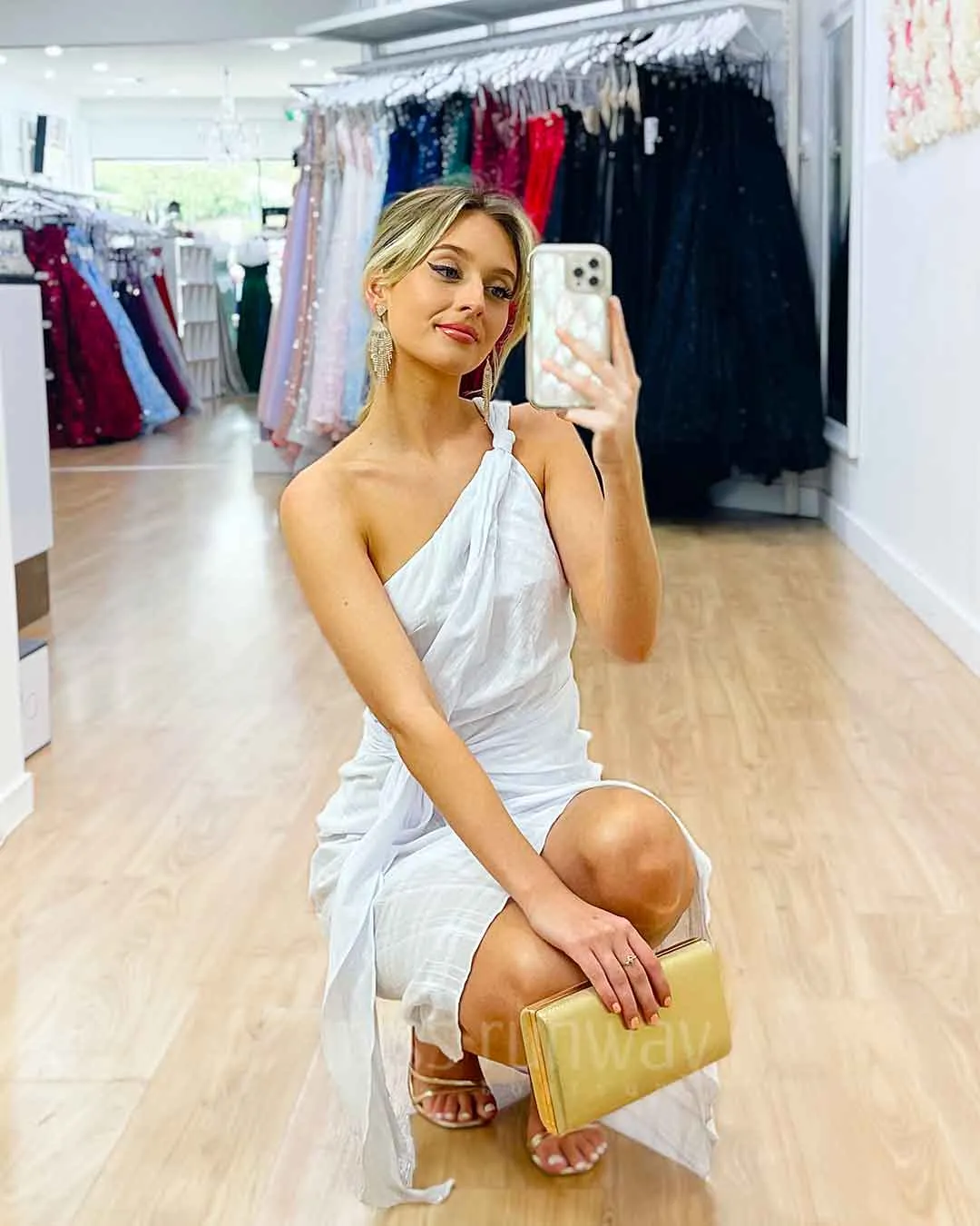 Olivia One Shoulder Midi Dress - White