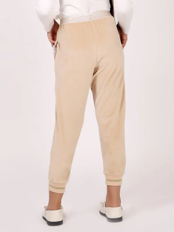 One Friday Kids Girls Beige Relaxed Knitted Trouser