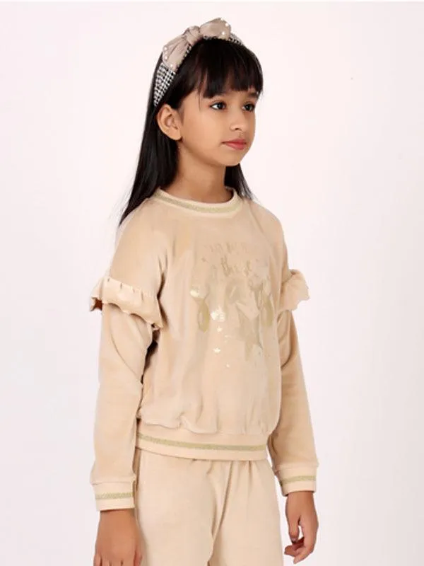 One Friday Kids Girls Beige Woolen Top