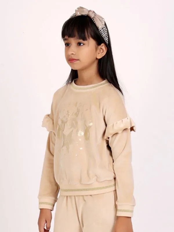 One Friday Kids Girls Beige Woolen Top