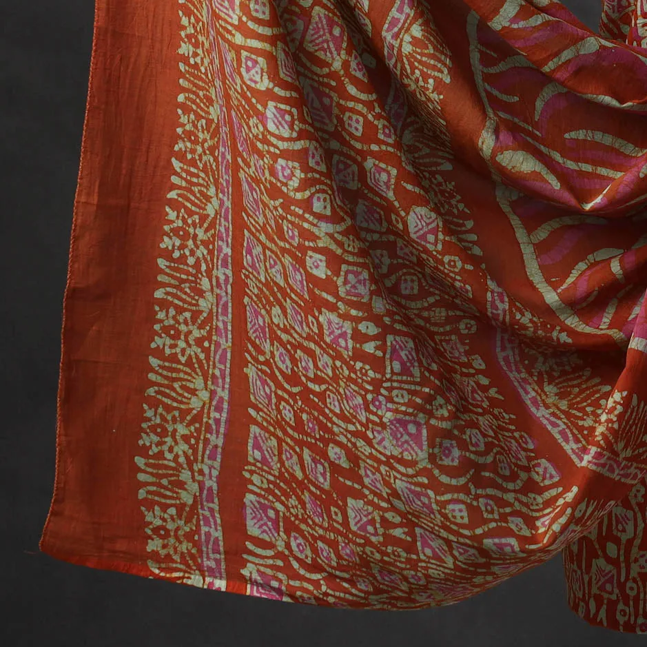 Orange - Kutch Print Cotton 3pc Batik Dress Material 22