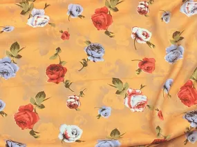 Peach Floral Clearance Crepe Print - SECONDS DEFECT