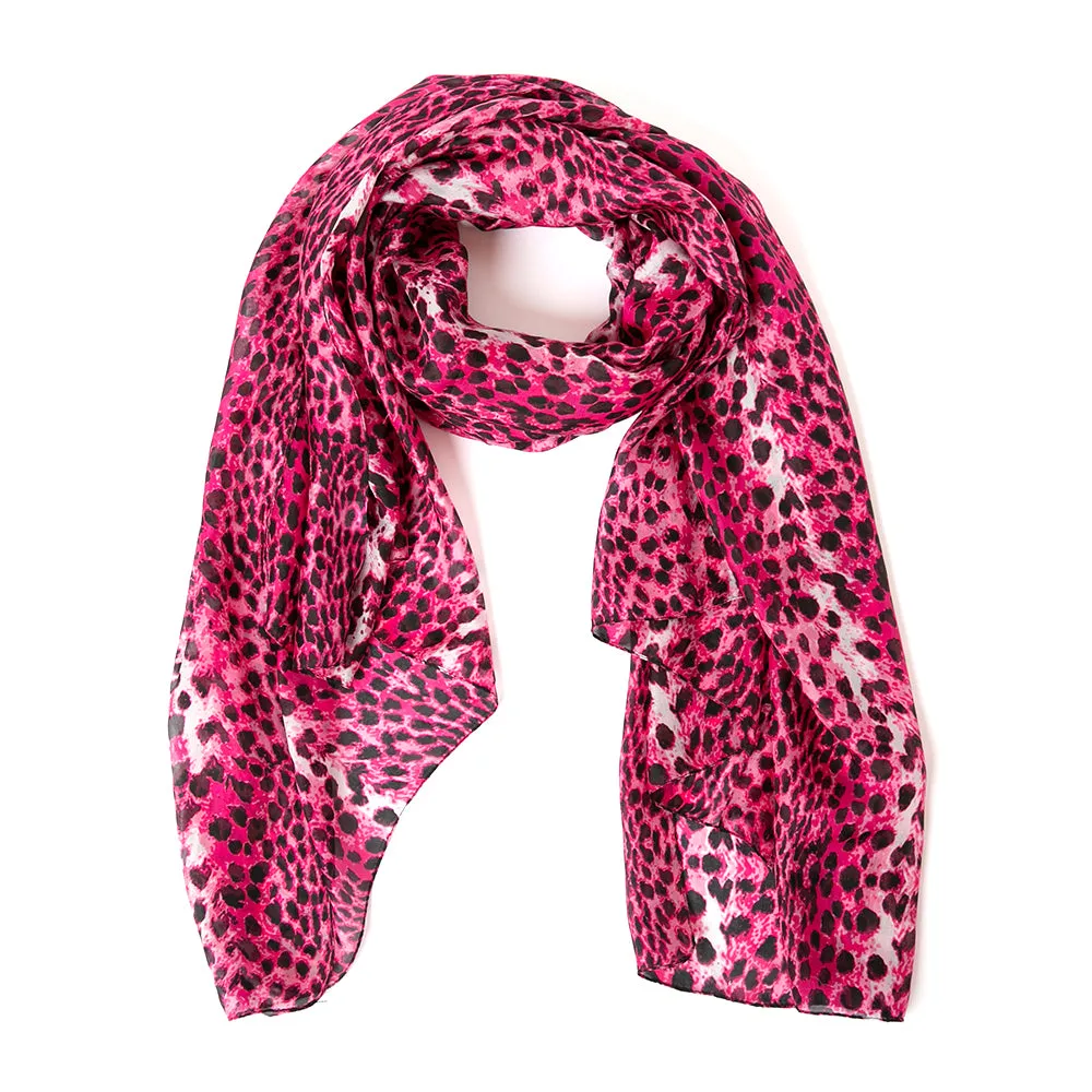 Pink Leopard Silk Scarf