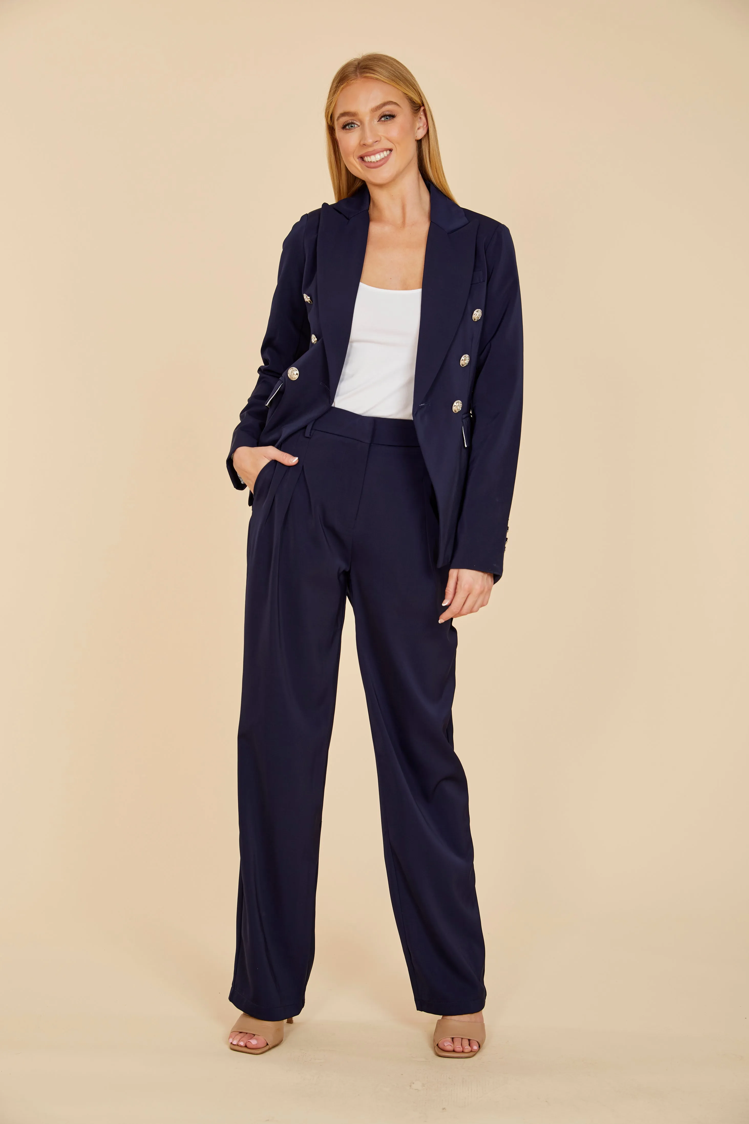 Pleated Wide Leg Trouser