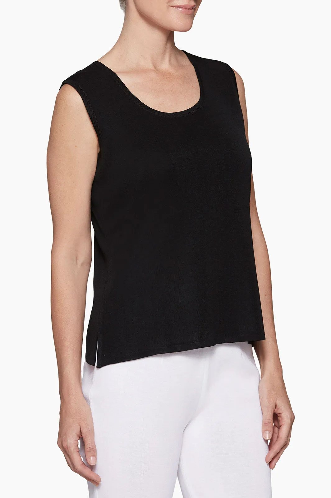 Plus Size Scoop Neck Knit Tank, Black