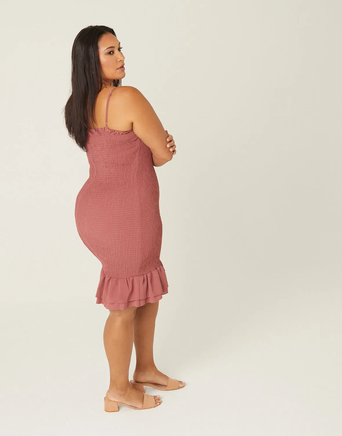 Plus Size Smocked Spaghetti Strap Dress