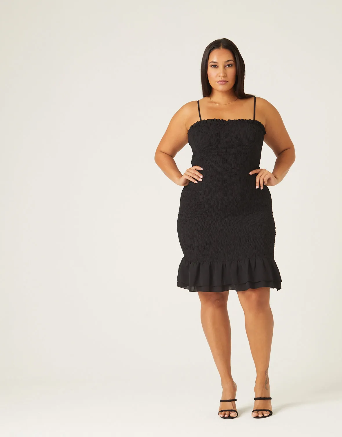 Plus Size Smocked Spaghetti Strap Dress