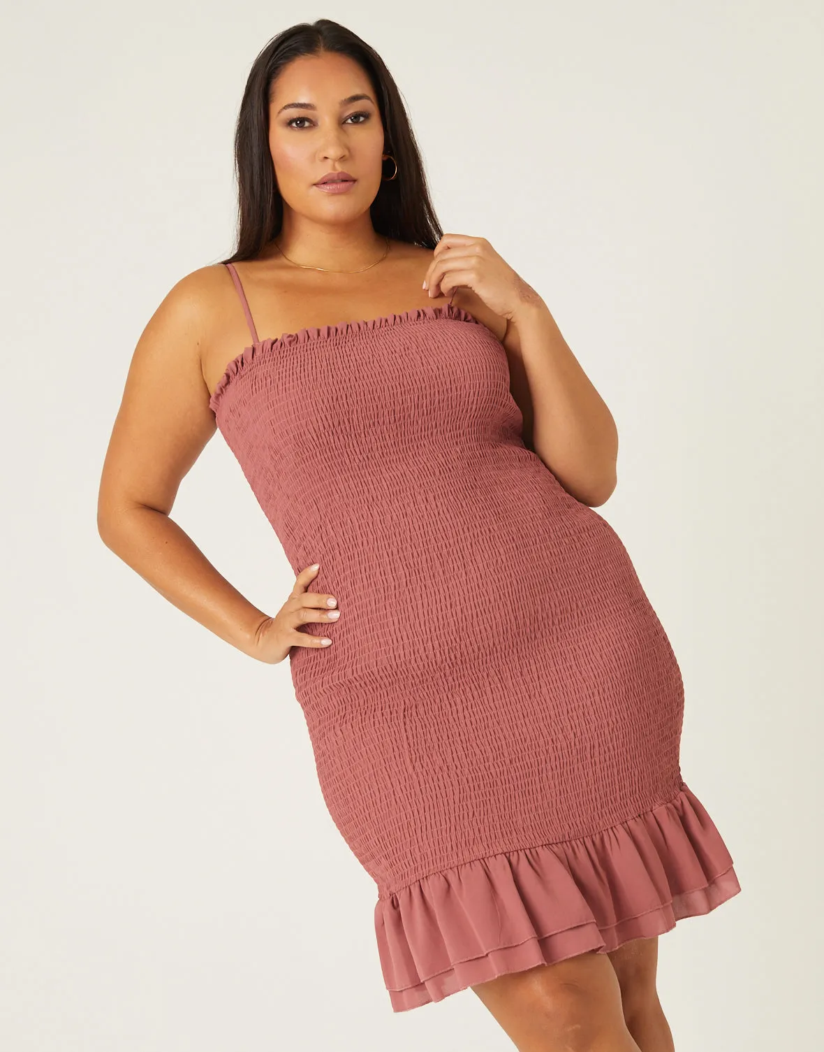 Plus Size Smocked Spaghetti Strap Dress