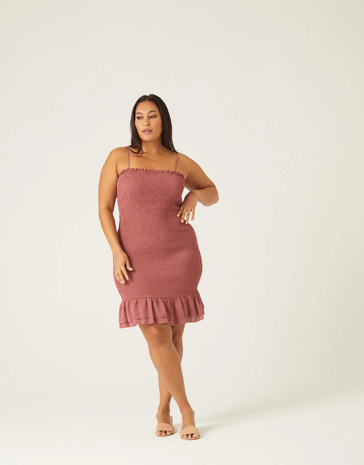 Plus Size Smocked Spaghetti Strap Dress