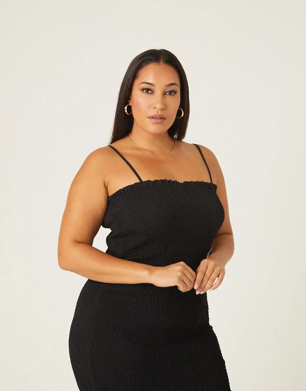 Plus Size Smocked Spaghetti Strap Dress