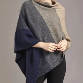 Poncho - Possum Merino Ombre - Navy Pewter Mocha