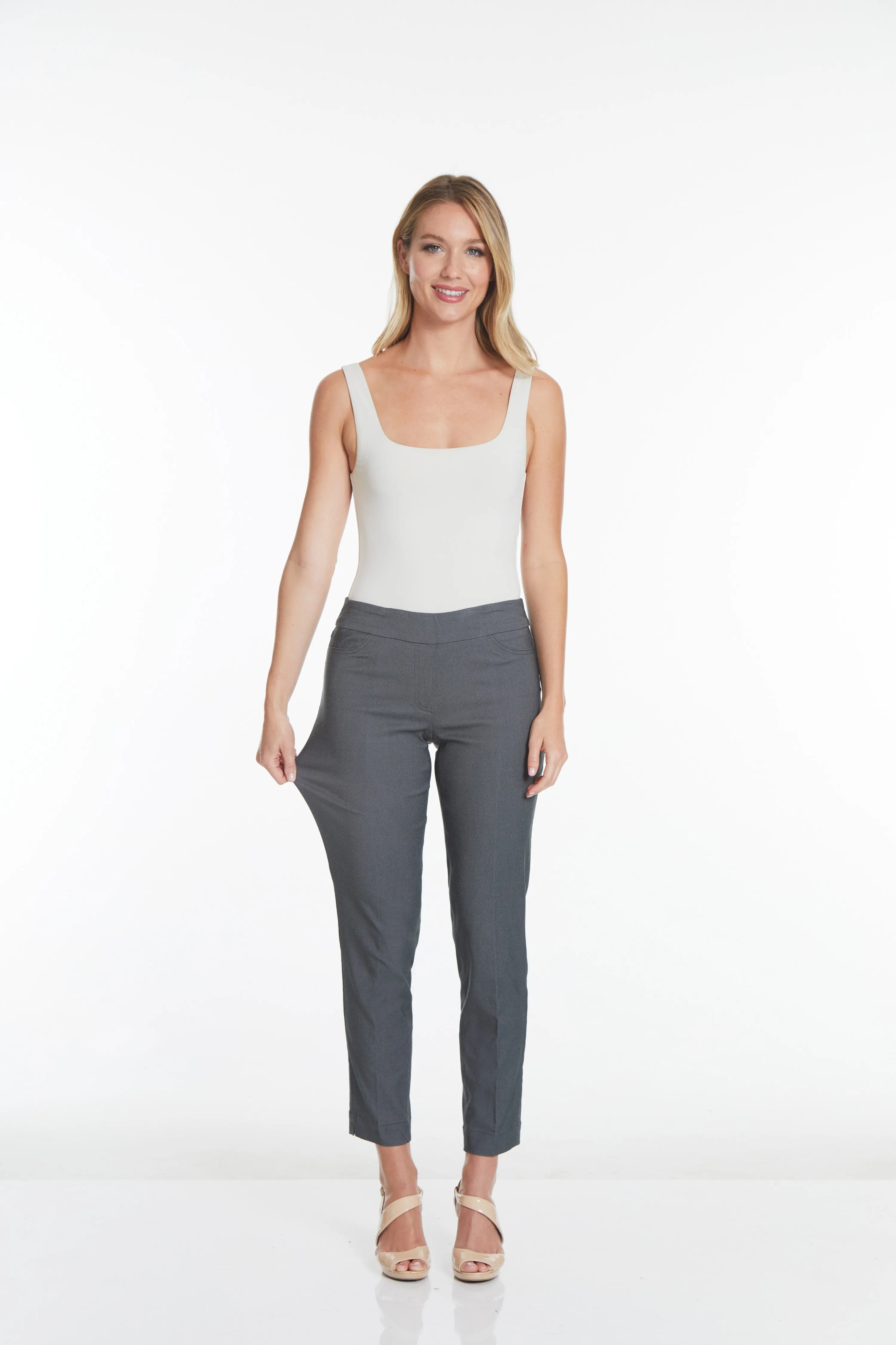 Pull-On Charcoal Ankle Dress Pants