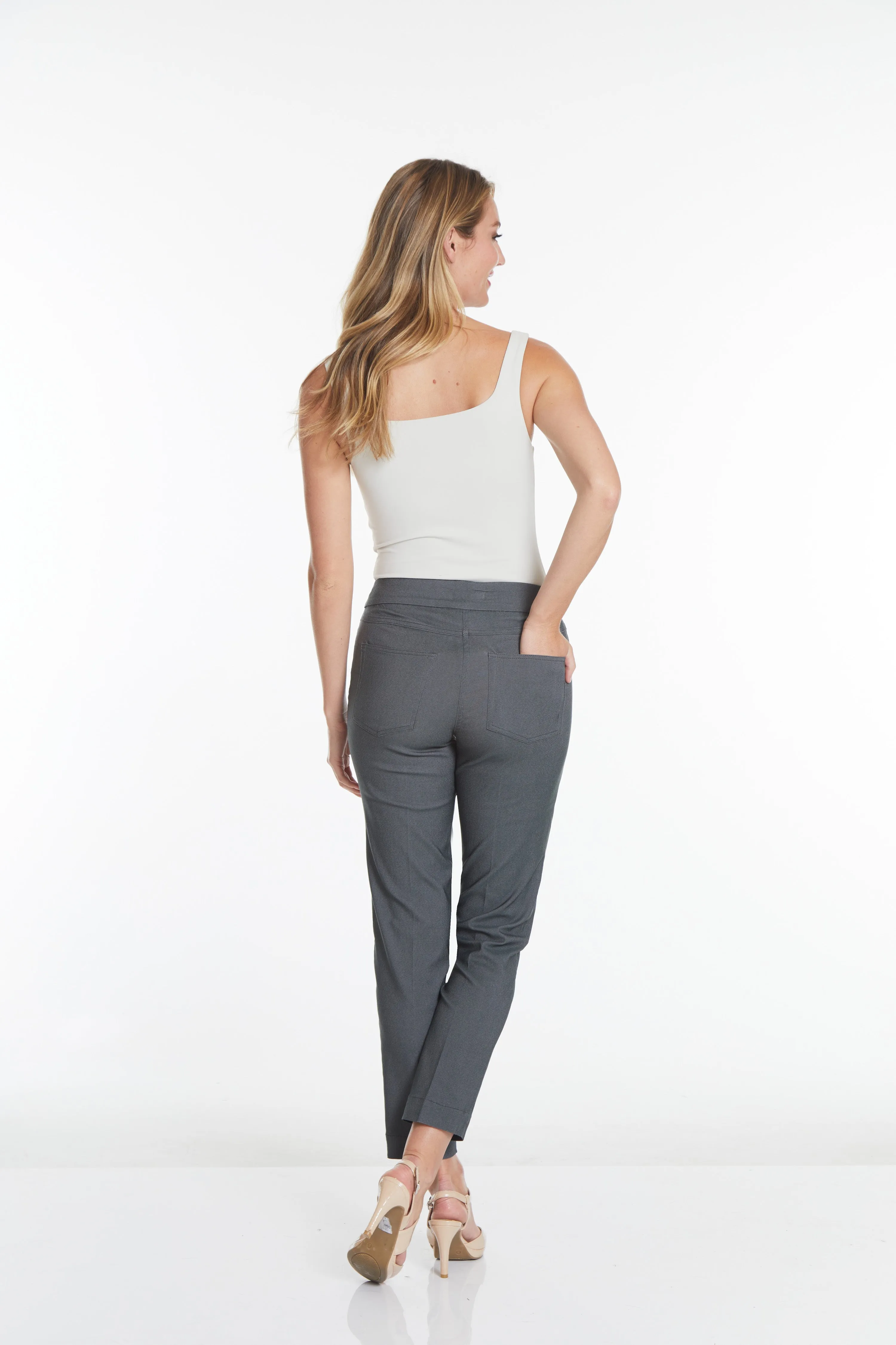 Pull-On Charcoal Ankle Dress Pants