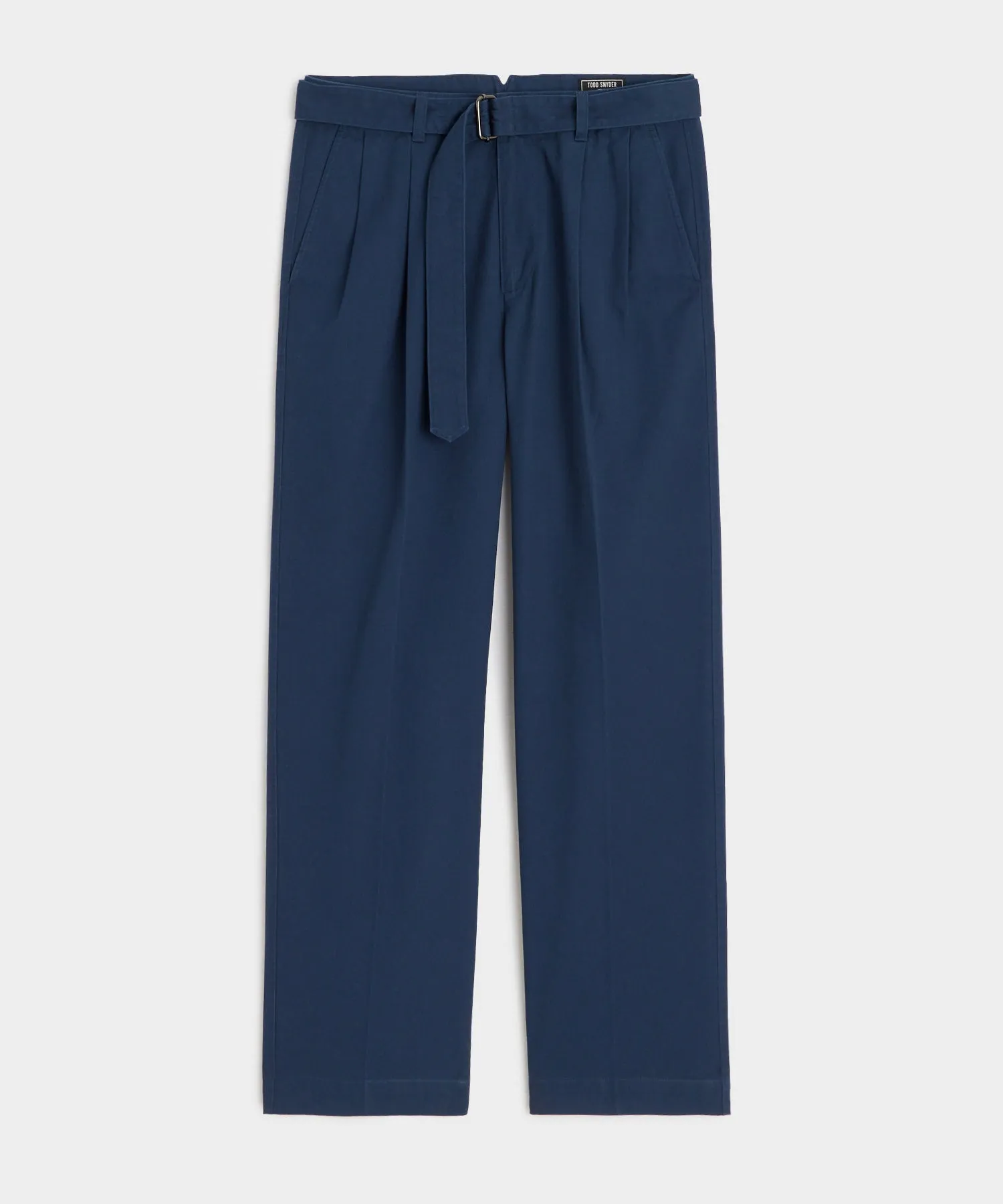 Relaxed Cotton Self Belted Trouser in Navy