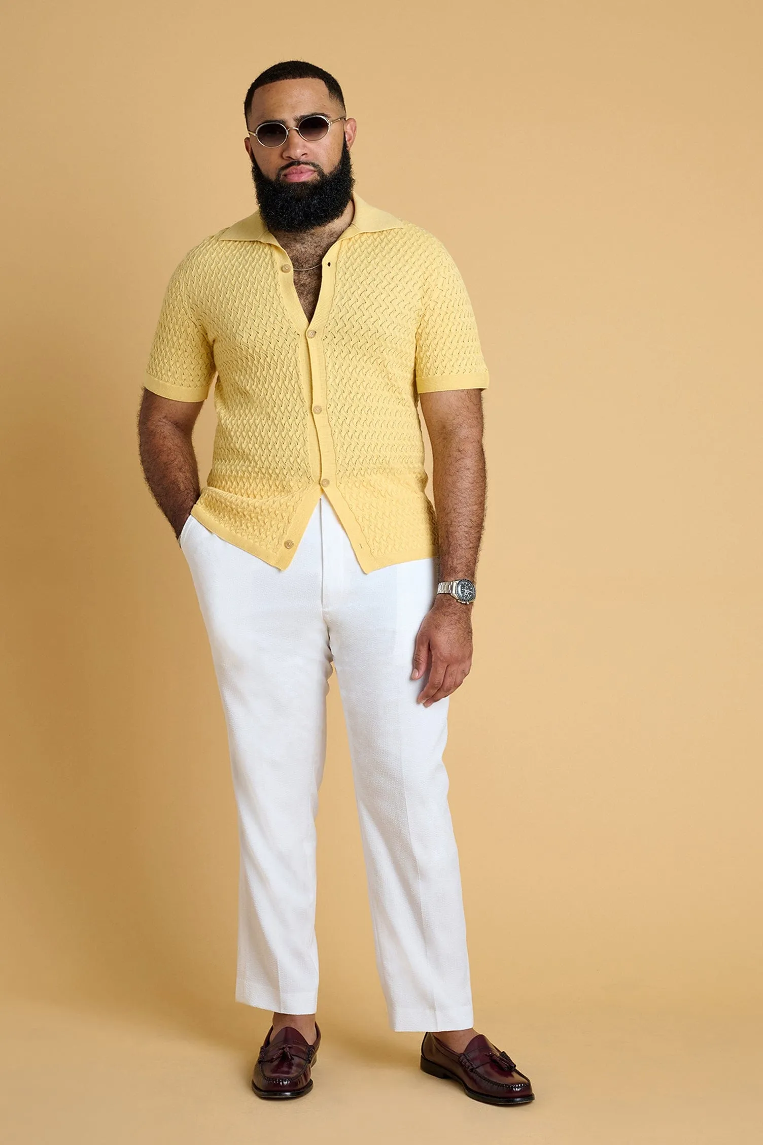 Ricardo Textured Cotton Button Polo