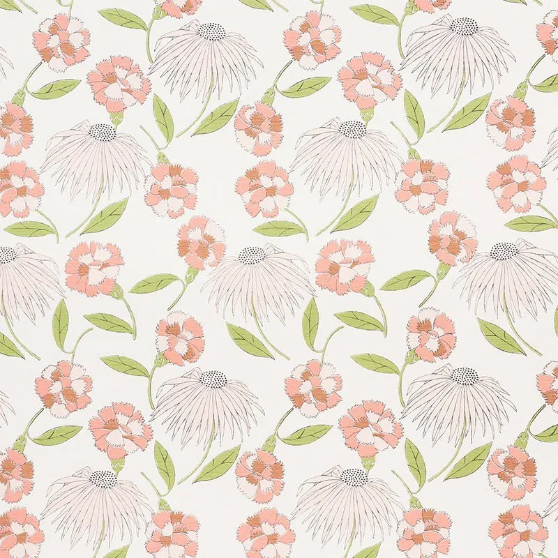 Schumacher Fabric by the yard / 54" wide Fabric / Light Yellow fabric by the yard / Home Decor Fabric / Pink Schumacher Fabric