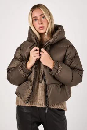 Seie Puffer Jacket in Brown Green