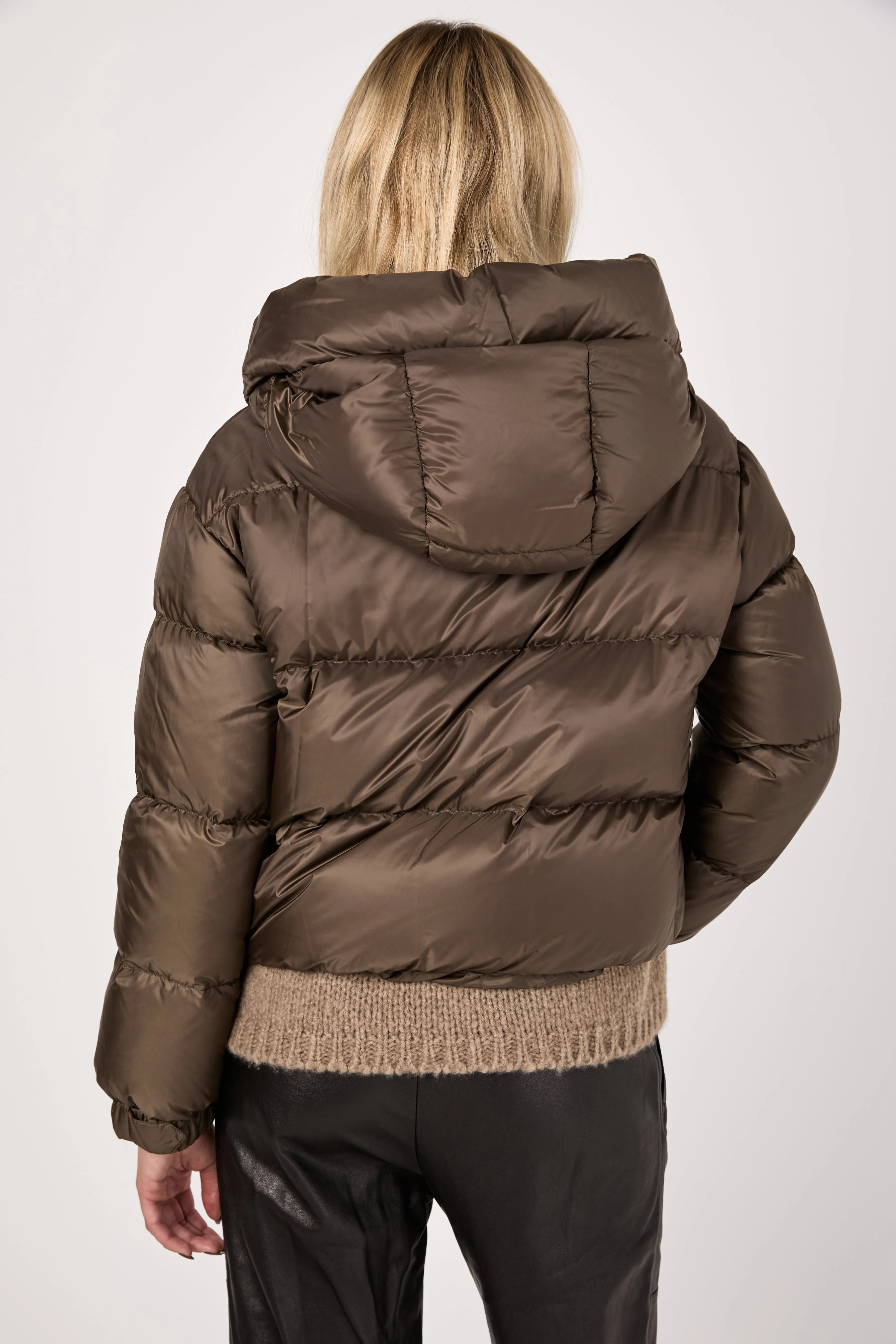 Seie Puffer Jacket in Brown Green