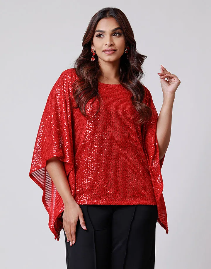 Sequin Party Poncho Top