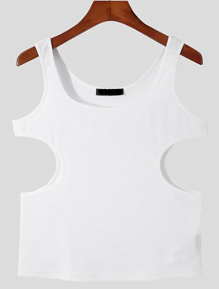 Solid Monochrome Hollow Out Tank Tops