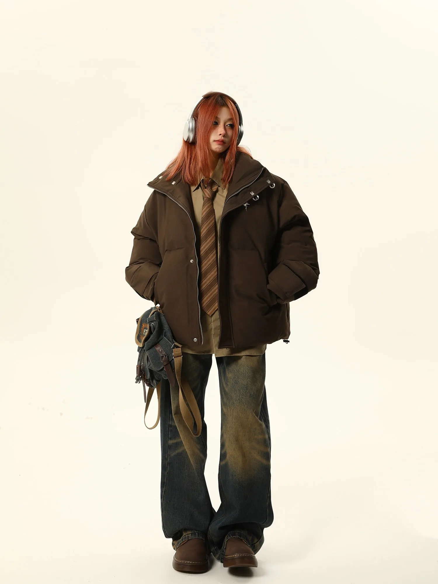 Stand-Up Collar Oversized Puffer Jacket