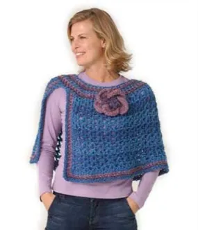 Striped Trim Poncho Pattern (Crochet)