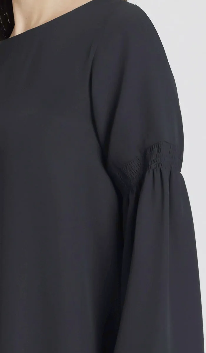 Sundus Long Chiffon Modest Top - Black - PREORDER (ships in 2 weeks)