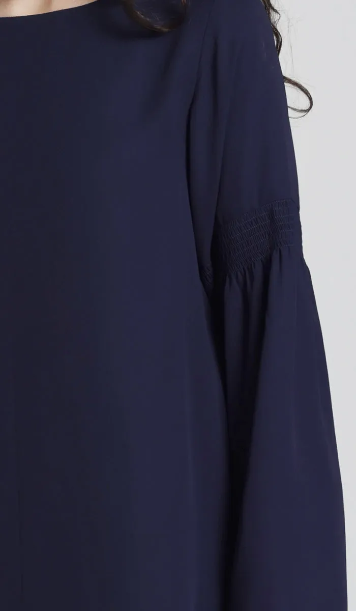 Sundus Long Chiffon Modest Top - Navy