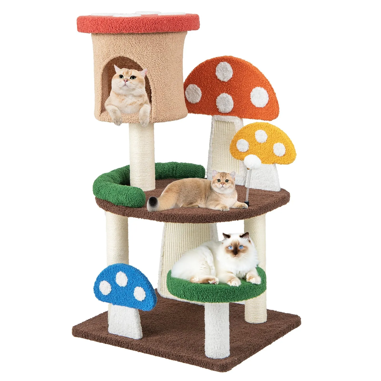 Tangkula 40.5 Inch Mushroom Cat Tree, Cute Cat Tower