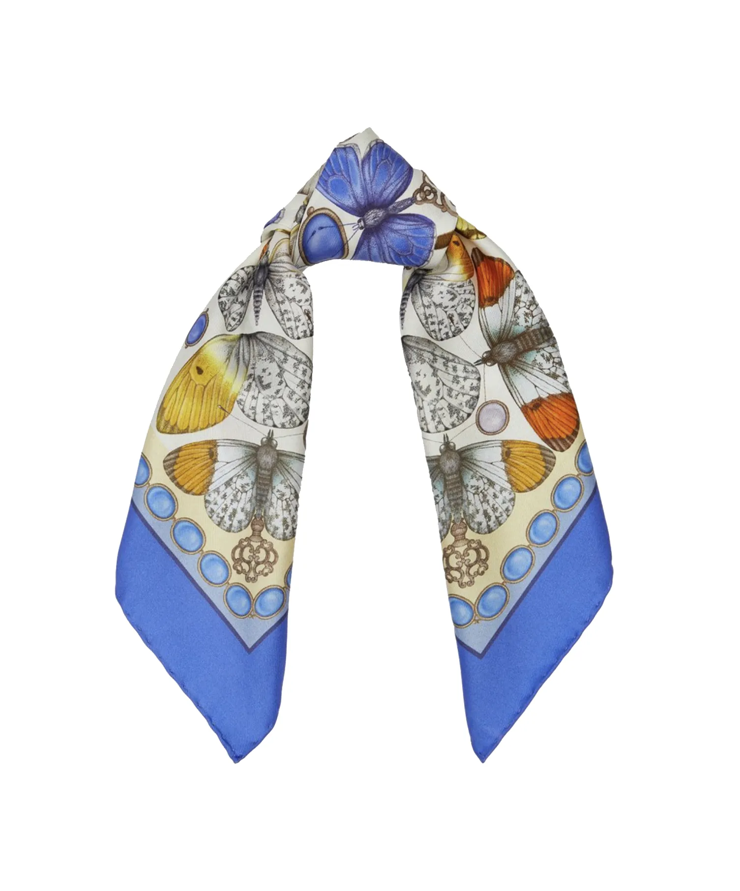 The British Butterfly Silk Neckerchief Lemon | 45x45cm