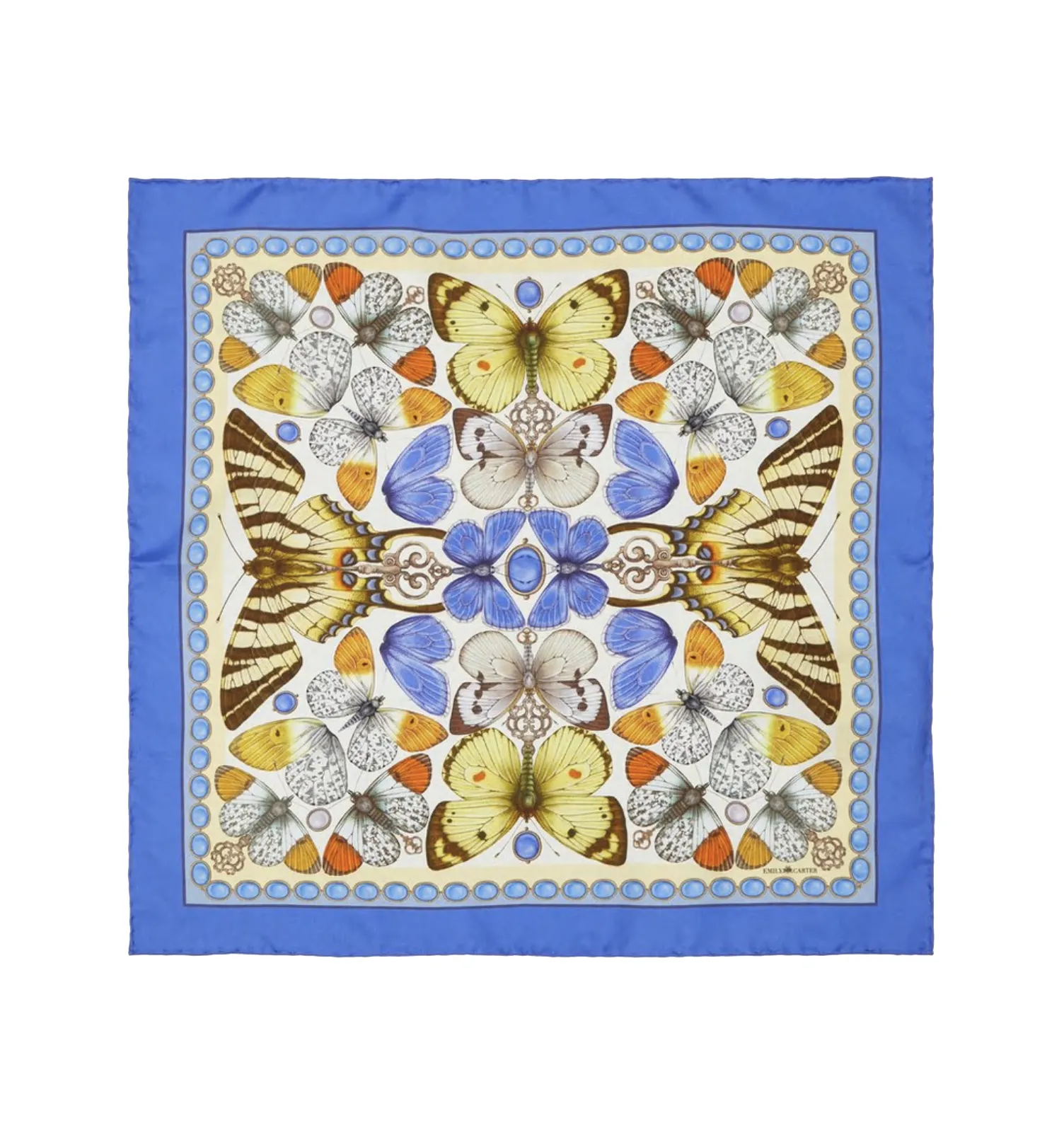 The British Butterfly Silk Neckerchief Lemon | 45x45cm